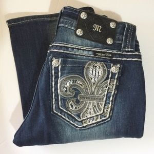 Miss Me Holographic Fleur de Lis Bootcut